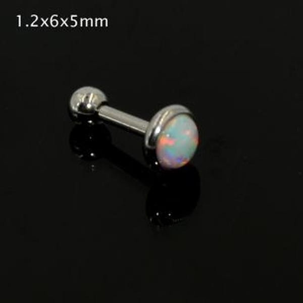 

1 шт. хирургическая сталь opal камень перегородки кольцо для носа опал бал закрытие соска trangus броузы для губ для губ пирсинг серсучие юв, Silver