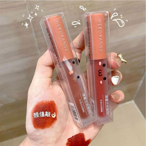 

lip gloss herorange brown nude appearance chocolate milk red colors long lasting waterproof velvet matte lipstick ac277