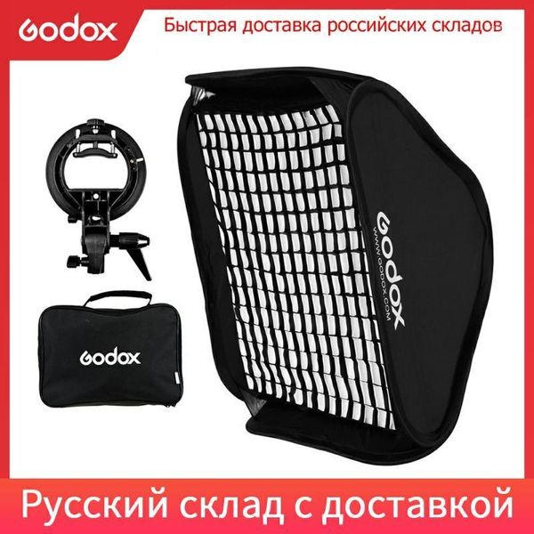 

lighting & studio accessories godox 40x40cm 50x50cm 60x60cm 80x80cm + s type bracket honeycomb grid ajustable flash softbox mount kit for sp