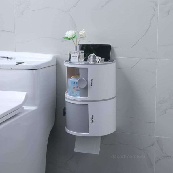 

toilet tissue box, toilet household storage roll paper holder, hole wall hanging shelf, multifunctional laminated waterproof