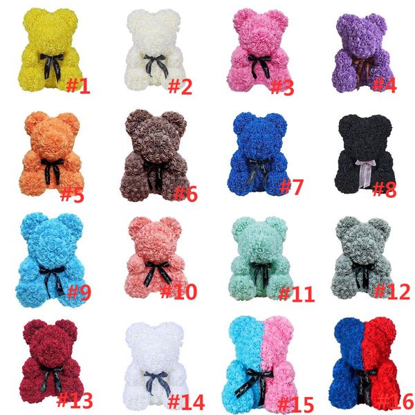 

40cm teddy bear of rose artificial flowers pe rose bear for women valentines wedding christmas gift box home decor