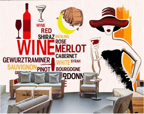 

3d p wallpaper custom mural hand-painted beauty european-style wine red wine ktv bar home decor 3d wall murals wallpaper for walls 3 d