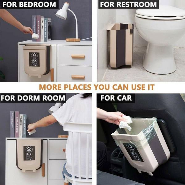 

wall mounted folding waste bin kitchen cabinet door hanging trash bin garbage car trash can wall mounted foldable cleaning