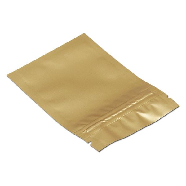 

200pcs golden matte aluminum foil retail zip lock packing pouch mylar foil storage zipper packaging bag for dried food snack h bbyzbv