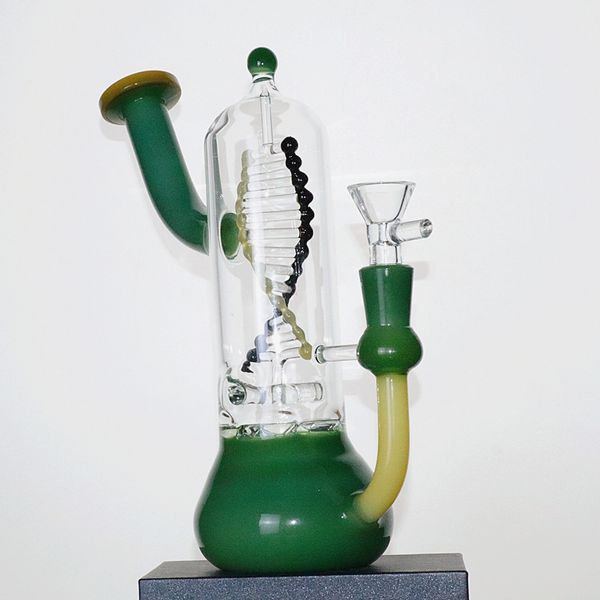 8,7 polegadas personalizado green jade água bongs 14mm fêmea joint beaker bongs bong vidro bongo reciclador de petróleo