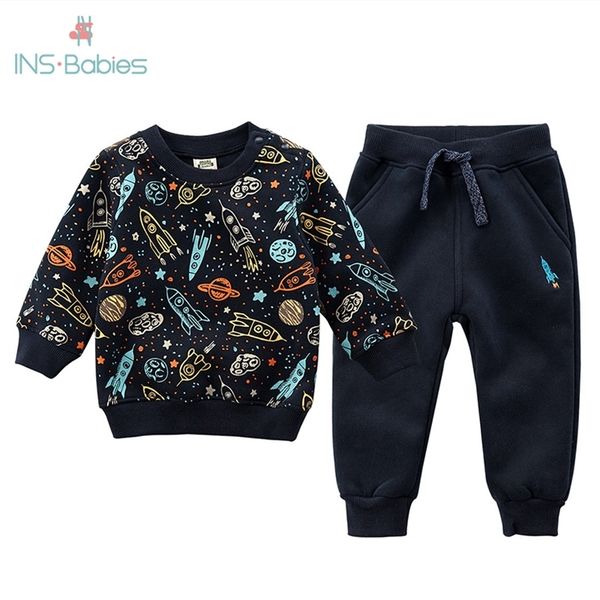

3-6y children winter sportswear kids casual clothing set boys apring autumn tracksuit children clothing coat + pant suit outfits t200707, White