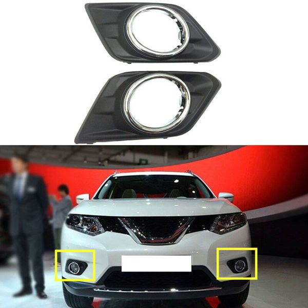 

pair for nissan x-trail 2014-2016 2pc front bumper front fog lights lamps frame cover