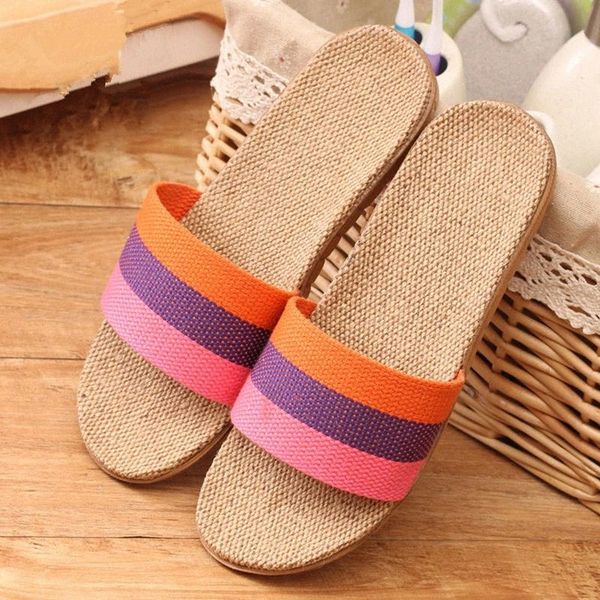 

2018 summer slippers new linen couples bedroom indoor shoes women slippers for ladies #hr3b, Black