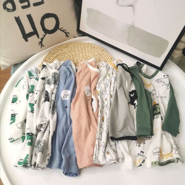 

and pajamas suit boys girls' spring autumn thin 7 / 3 sve combed cotton children's air conditioning clothing household furofuro6ej, Blue;red