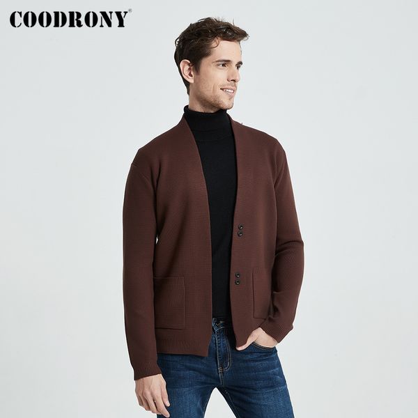 

coodrony brand sweater men clothing autumn winter streetwear fashion cardigan men thick warm sweatercoat with pocket c1154 201120, White;black