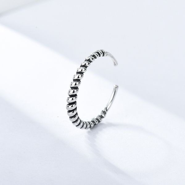 

s925 sterling silver japanese and korean ins style index finger personalized old fashion twist ring, adjustable opening