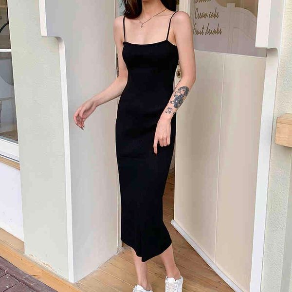 

summer sleeveless striped mid-calf length korea women night club party dresses a-line elegant ladies casual dress clothes, Black;gray