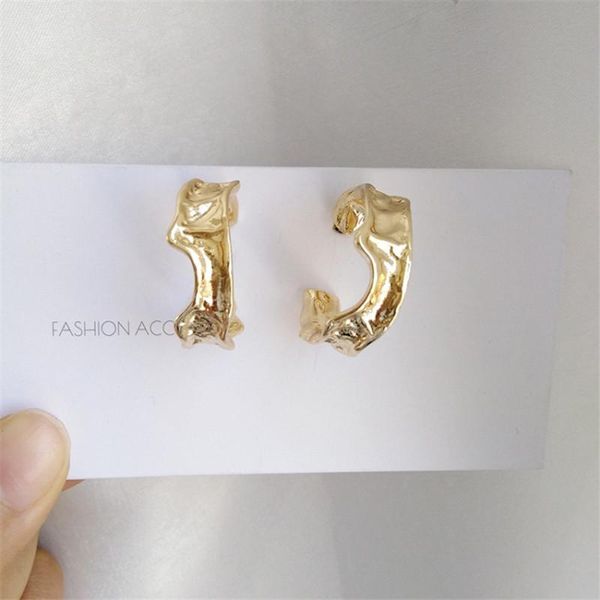 

trendy geometric women earrings metal irregular circle geometric retro stud earrings fashion jewelry accessories, Golden;silver