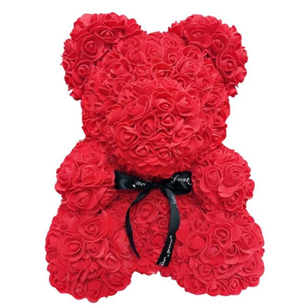 HEIßER Valentinstag Geschenk 25 cm Rote Rose Teddybär Rose Blume Künstliche Dekoration Weihnachtsgeschenke Frauen Valentinstag Geschenk