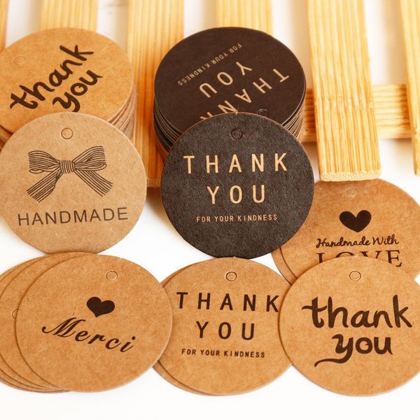 

100pcs gift tag party favor bag warpping rope candy biscuit tags hanging label paper craft for decoration