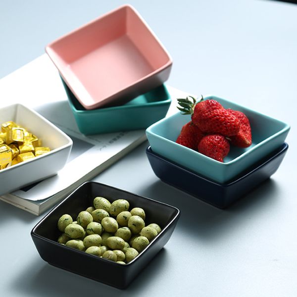 

square plate ceramic seasoning bowl pure color ceramic sauce plate tableware