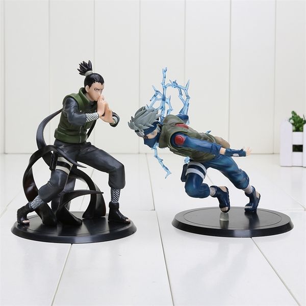 

15cm anime naruto nara shikamaru + hatake kakashi pvc action figures toys christmas gift naruto figure y200421