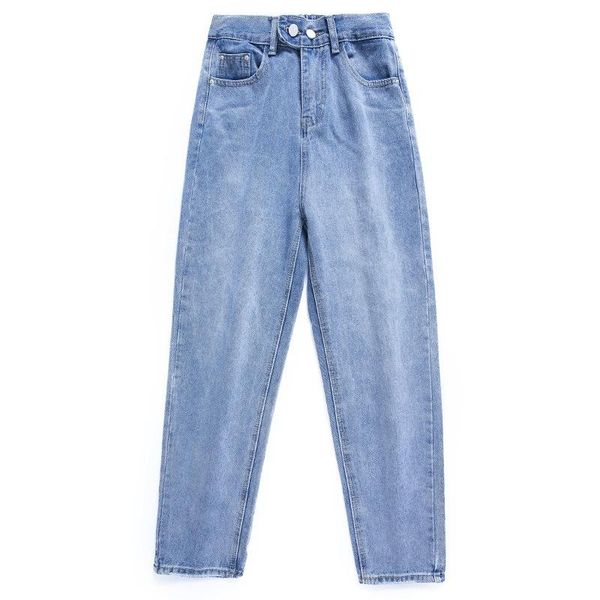 

women's jeans ladies 2021 high waist loose elastic harem pants, Blue