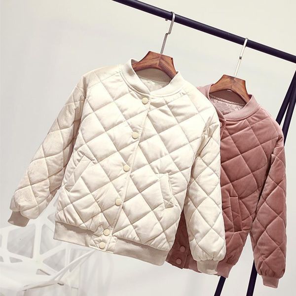 

women velvet coat autumn winter warm thicken cotton parkas down jacket students bomber outwear short solid rh1674, Black;brown