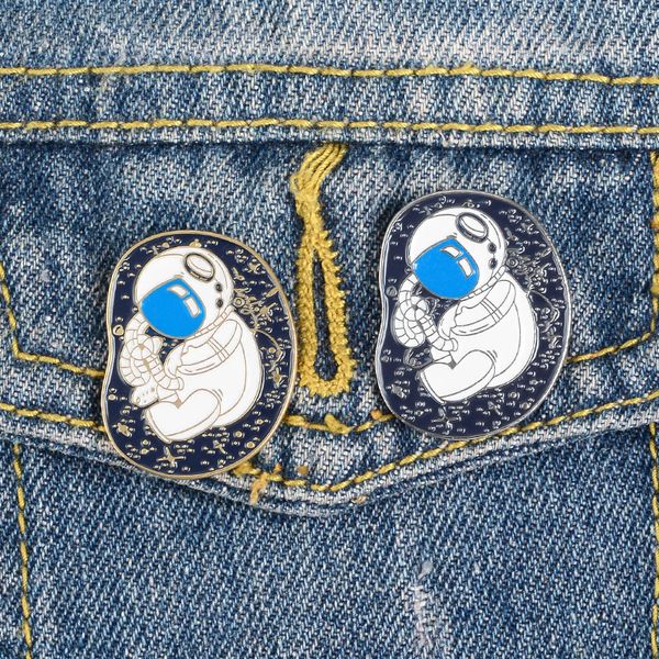 

space travel enamel pin astronauts special edition brooches bag clothes lapel pin cosmic space badge for kids jewelry, Red;brown