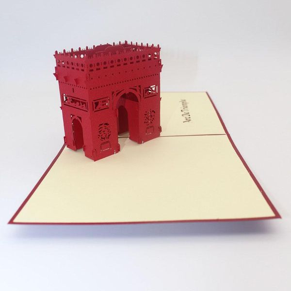 

3d laser cut handmade famous triumphal arch paper invitation greeting cards postcard business children creative gift collection wmtftv