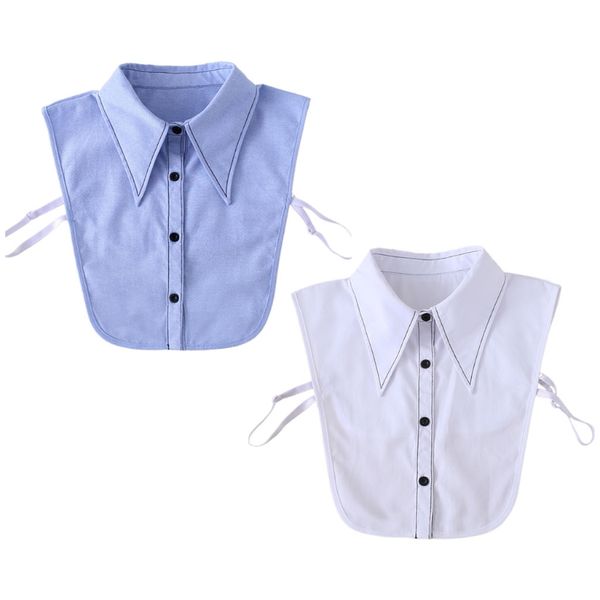 

women winter sweater decorative false fake collar embroidery black trimming detachable lapel half-shirt blouse office lady cloth, Blue;purple