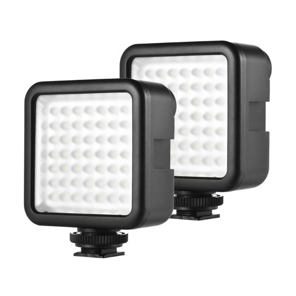 

andoer w49 2pcs mini camera led panel studio p video light dimmable camcorder lamps for dslr with shoe mount adapter