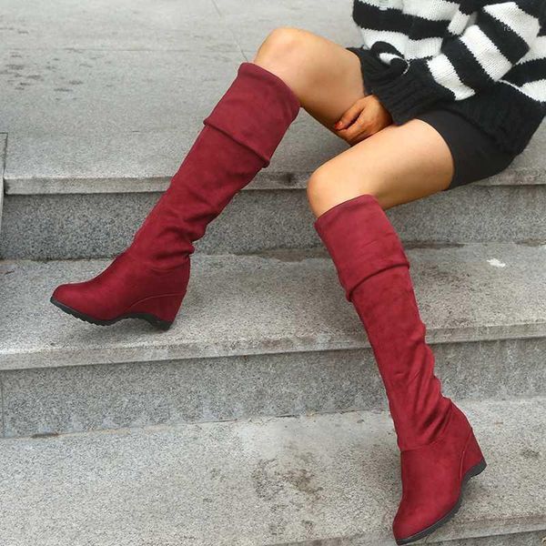 

boots shoes women black over knee female autumn winter lady thigh high increased elastic stretch platform shoes1