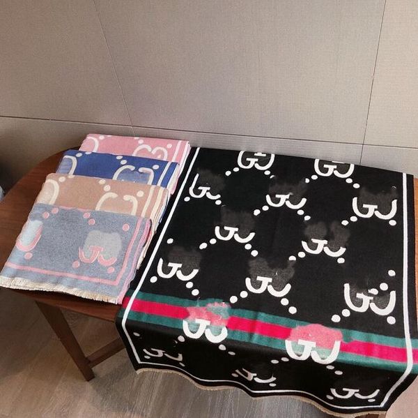 

wholesale designers men women autumn winter wool scarf soft warm thick and scarf luxurys long classic printed shawl no box, Blue;gray