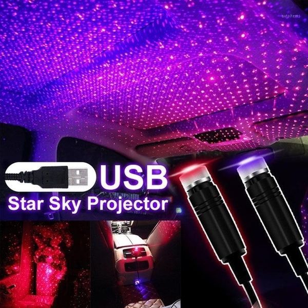 

new car star light projector light romantic car roof lights red blue purple atmosphere decoration usb plug1