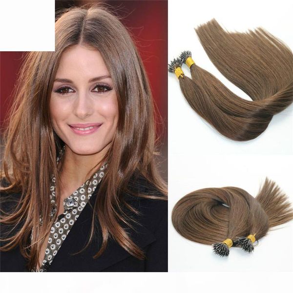 

remy nano ring hair extensions #4 dark brown virgin brazilian human hair pre bonded mrico nano beads ring loop hair extensions 1g str, Black
