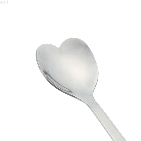 

new design 1pcs love heart shaped portable stainless steel spoon metal coffee teaspoon wedding party gift dinnerware