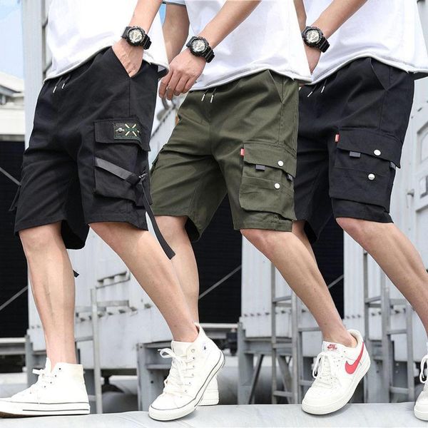 

men's loose shorts new summer men large size casual shorts men cotton short pants tooling1, White;black