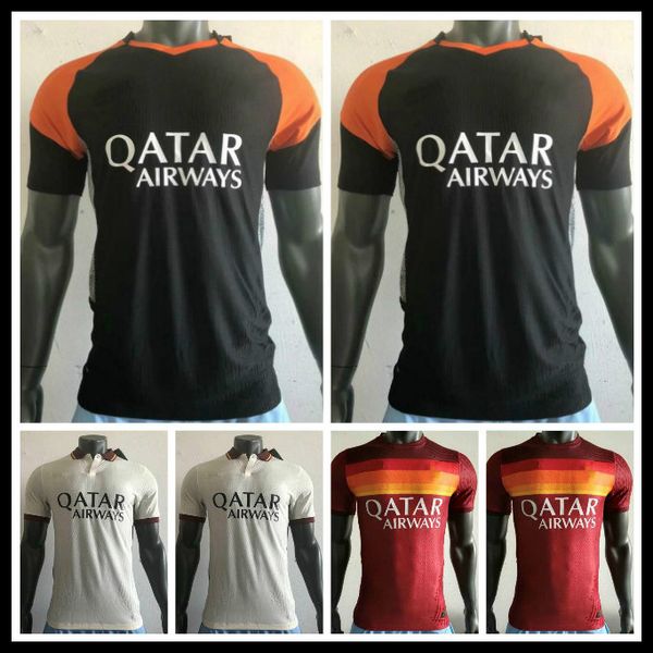 

20/21 player version #9 dzeko soccer jersey 2020 home red #16 de.rossi soccer shirt nainggolan el shaarawy football uniforms sale, Black;yellow