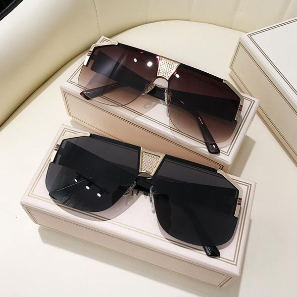 

sunglasses 2021 men oversized eyewear gradient brown pink sea color sun glasses for female gift brand designer uv400, White;black