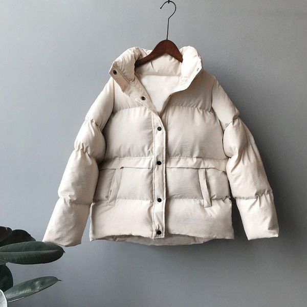 

women's loose cotton padded clothes in winter down jacket, Black