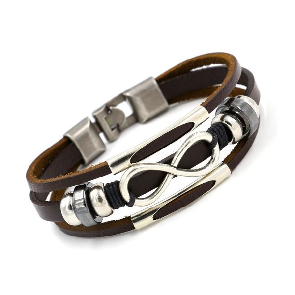

wristband genuine bracelets leather wrap infinity bracelet 8 bangle cuffs for women men fashion jewelry christmas gift drop shipping