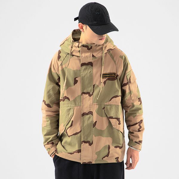 

2021 new janpan style bigger pocket spring autumn camouflage jacket men's streetwear clothes plus oversize m-5xl eiew, Black;brown