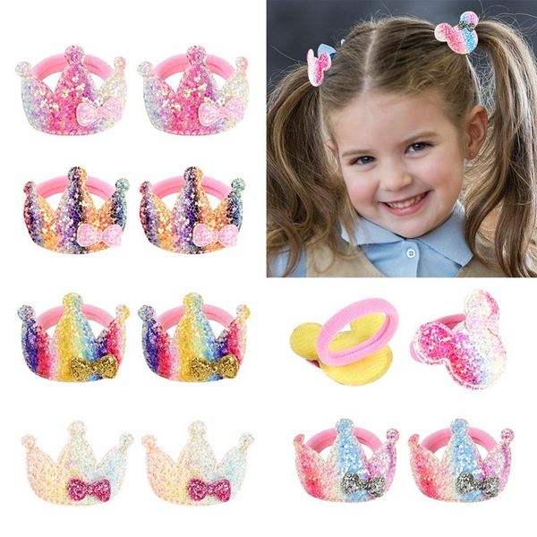 

princess 1.6 inch headwear baby headdress children hair ropes girls hair accessories kids elastic hair bands 955 bl6f, Slivery;white