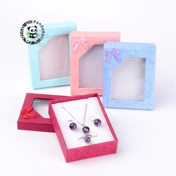 

144pcs 7x9cx2.8cm rectangle cardboard necklace earring ring jewelry set packaging gift boxes mixed color bbybmf