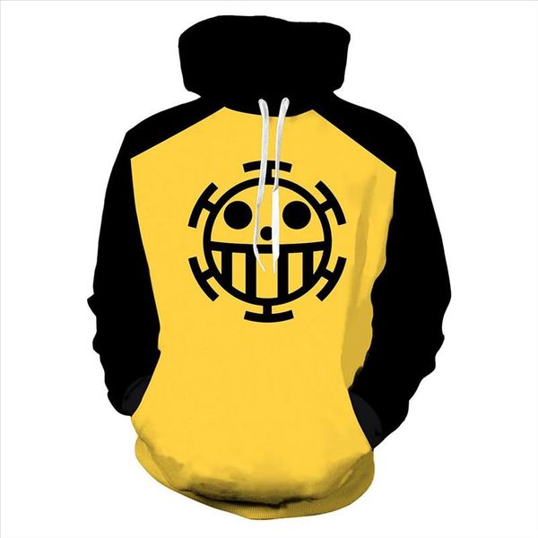 

fast shipping anime one piece hoodie trafalgar law cosplay costume hoodie men hooded sweatshirt pullover boy christmas gift, Black