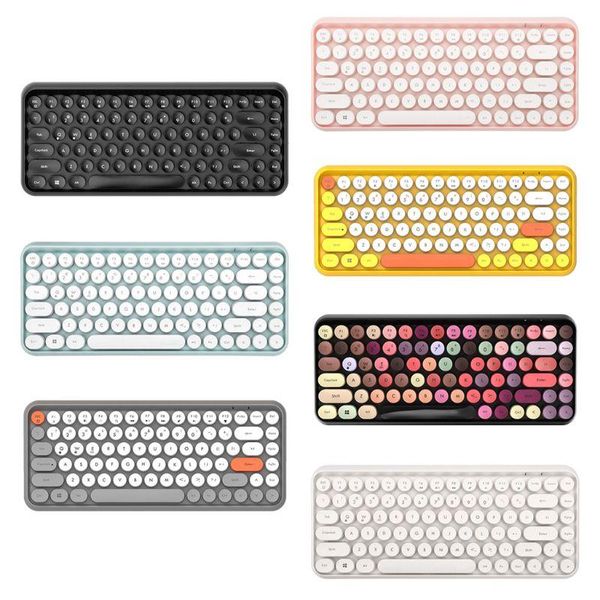 

308i wireless bluetooth keyboard round key cap gaming keypad with 84 keys for pc