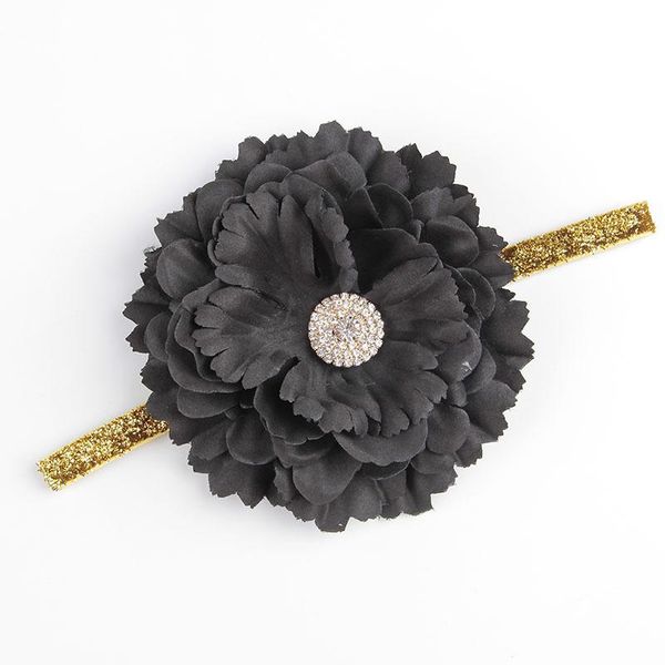 

cute 1pcs girls pennoy flower with rhinestone shiney headband baby p props newborn toddler infant headwear hair accessories sqcaeh, Slivery;white
