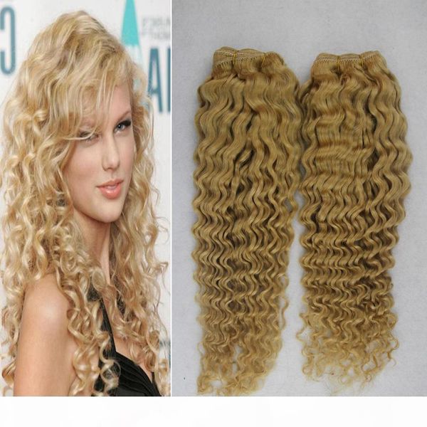 

blond brazilian hair weave afro kinky curly hair 200g 2pcs 613 bleach blonde human hair weaving, Black
