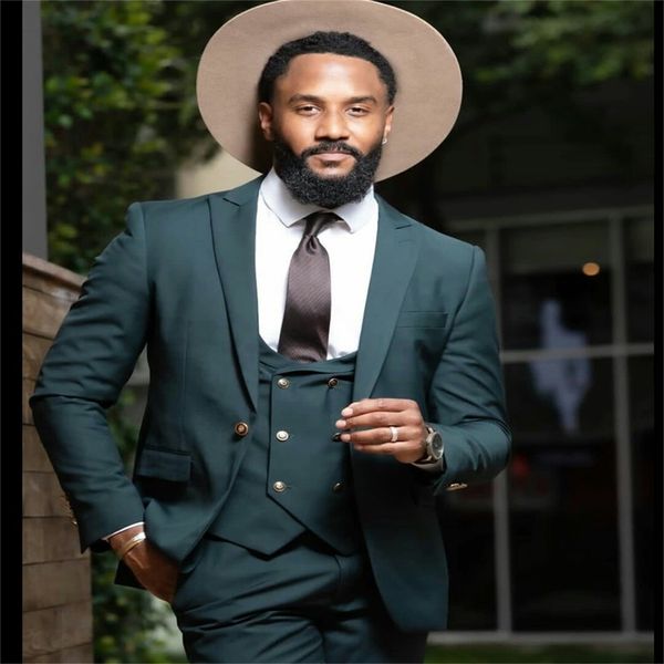 

handsome men suits 3 piece cotton fashion formal lapel customized fit casual party suits vest+coat+pant, Black;gray