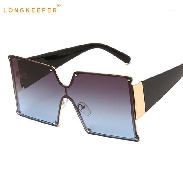 

sunglasses longkeeper oversized women fashion rivet rimless sun glasses female vintage one piece square gradient eyewear shades1, White;black