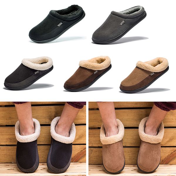 

warm cotton slippers winter men casual shoes bathroom home soft slippers plush non-slip slippers indoor footwear large size 4950, Black