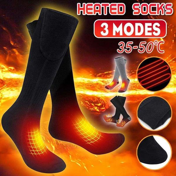 

sports socks 35Â°c~50Â°c rechargeable winter electric heated feet warmers keep warm for camping hiking men women outdoor1, Black