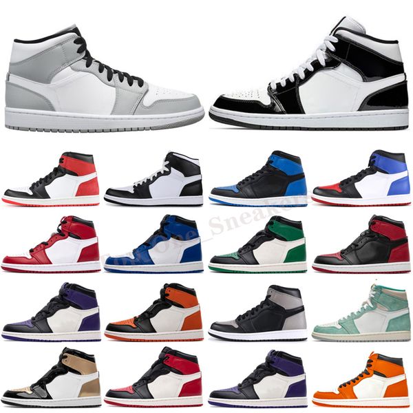 

new 1s og high basket ball shoes pine green black court purple royal bred toe nc obsidian unc game basket ball sneakers trainers
