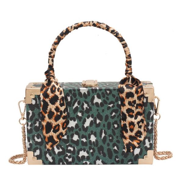

women shoulder bag square box design fashion handbag designer leopards pattern hand bags female clutch purse